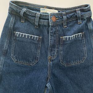 Seventy And Mochi Mabel Patch Pocket Wide Leg Jeans Size 24 Crochet Detail